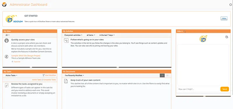 DocFlow customisation showing colour schemes and logo integration