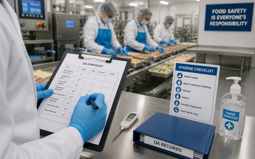 Food manufacturing quality records being reviewed ahead of a BRCGS audit