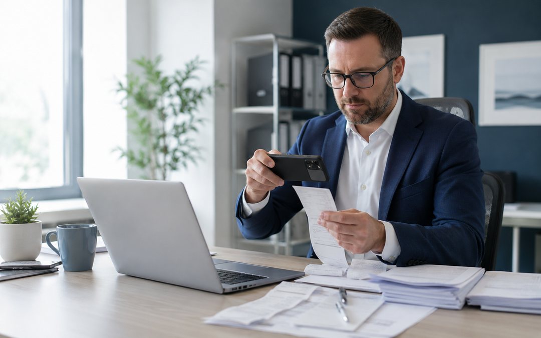 An accountant preparing client records for Making Tax Digital