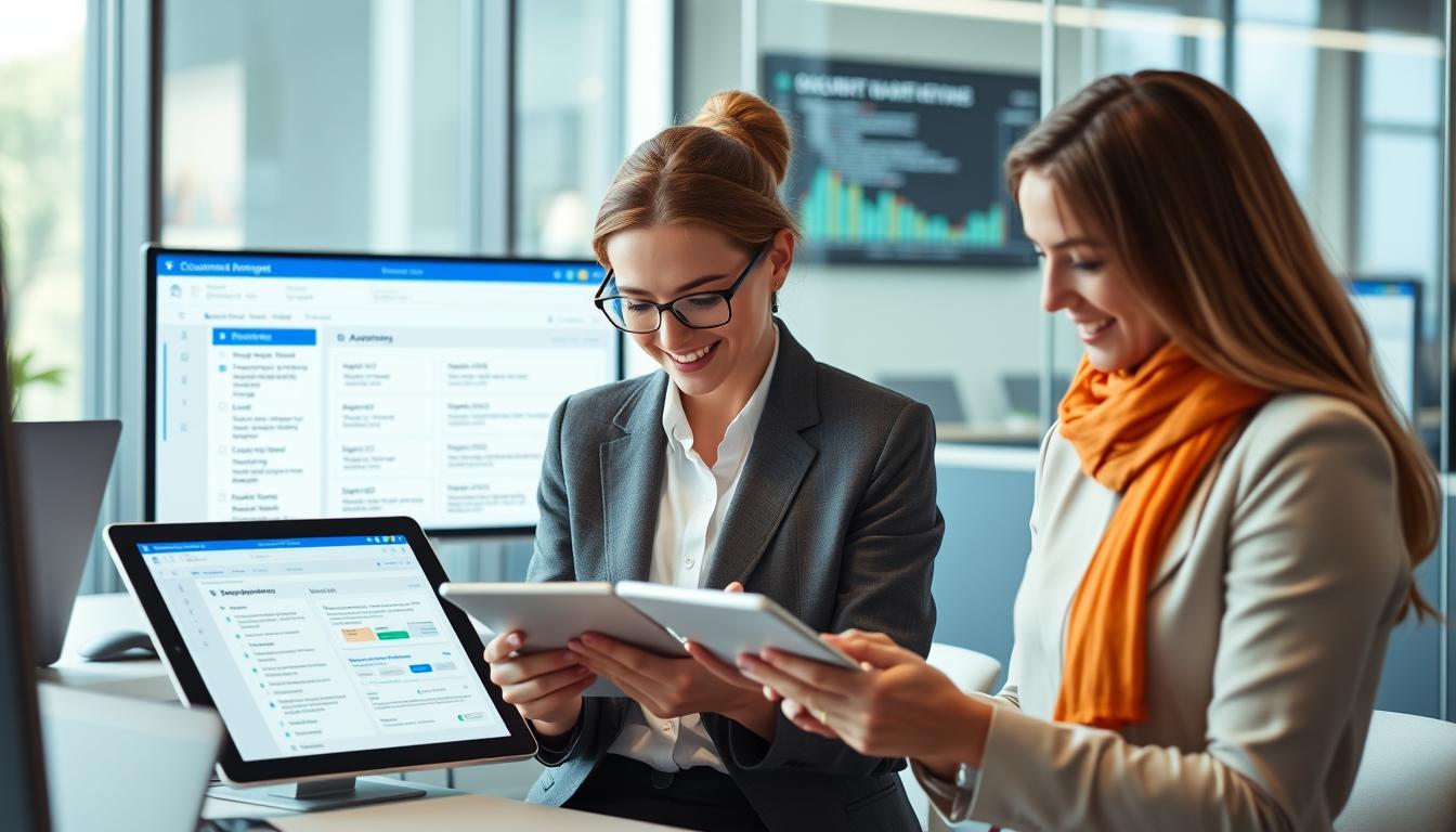 Business-professionals-collaborating-on-documents-using-a-Digital-Document-Management-System Business professionals collaborating on documents using a Digital Document Management System